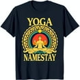 thumbnail image 1 of Men's Black T-Shirt with Pose Design 'Yoga Namestay' Graphic Tee, 1 of 5