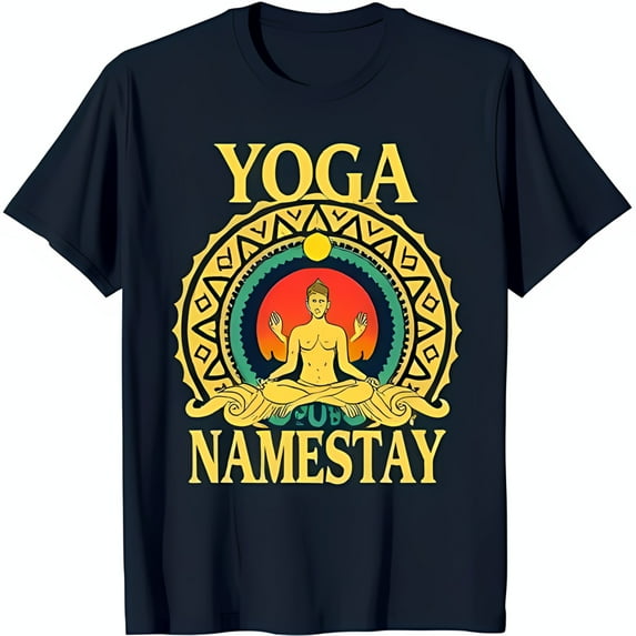 Men's Black T-Shirt with Pose Design 'Yoga Namestay' Graphic Tee
