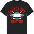 thumbnail image 1 of Men's Black T-Shirt with Red Fighter Jet Graphic and Bold Text Design, 1 of 5