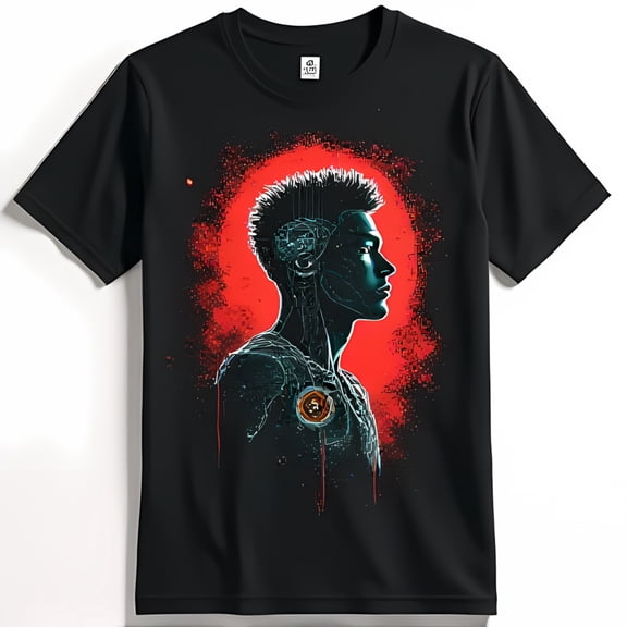 Men's Black T-Shirt with Striking Design and Patterns