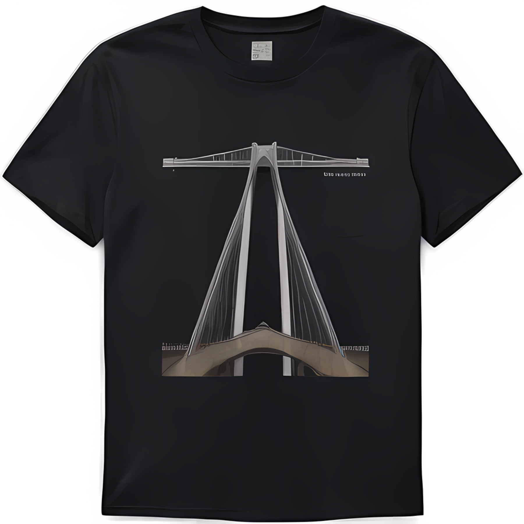 Men's Black TShirt with Stunning Suspension Bridge Illustration