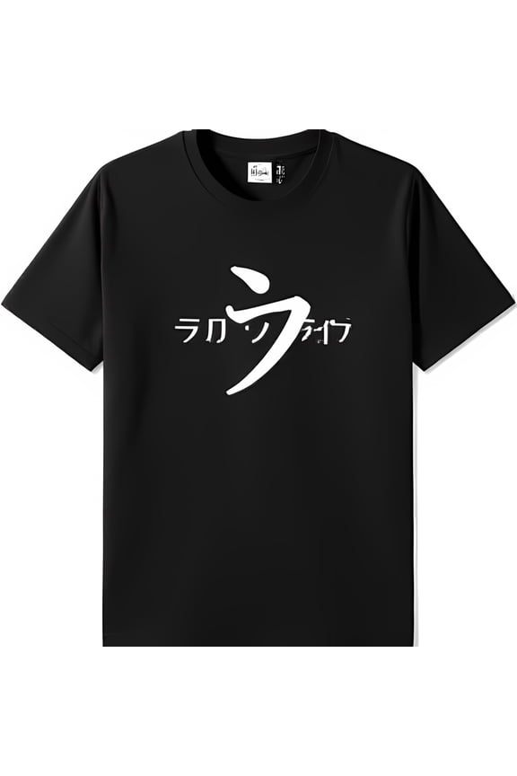 Men's Black T-Shirt with Stylish Japanese Kanji Graphic Design Classic Fit Short Sleeve Tee