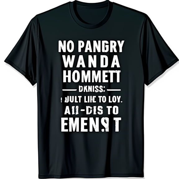 Men's Black T-Shirt with Unique White Text Design Casual Tee