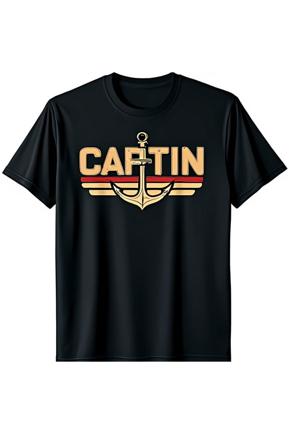 Men s Black T-Shirt with Vintage Graphic Gold & Stripes