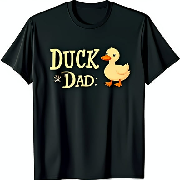 Men s Black T-Shirt with Whimsical Dad Graphic Fun Cartoon Design