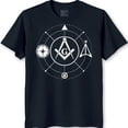 thumbnail image 1 of Men's Black T-Shirt with White and Square Symbol Design Soft & Comfortable Everyday Wear, 1 of 5