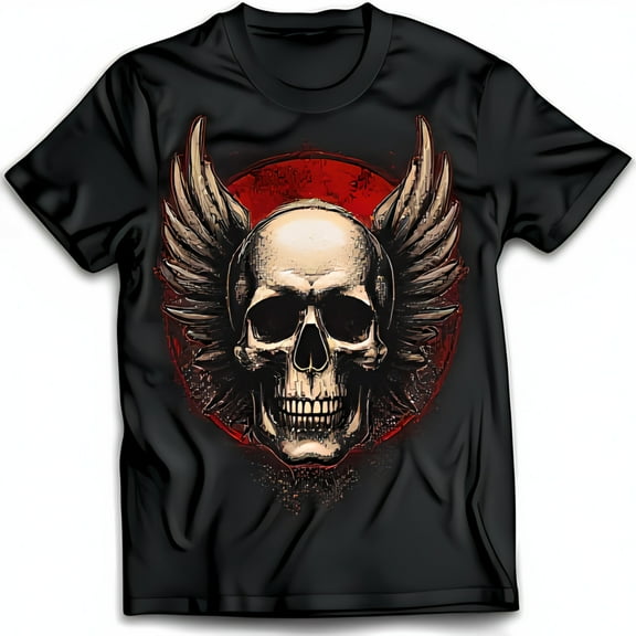 Men's Black T-Shirt with and Wing Graphic Edgy Design for Casual Style