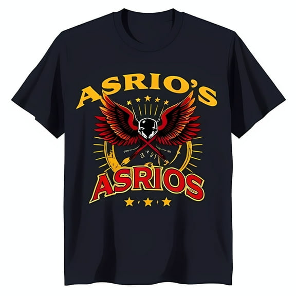 Men's Black T-Shirt with and Wings Design Asrios Graphic Tee