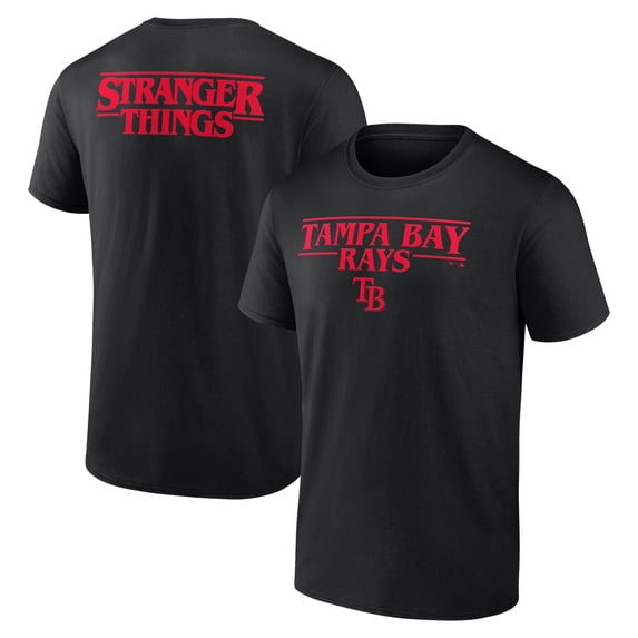 Men's Black Tampa Bay Rays Stranger Things Logo Lockup T-Shirt