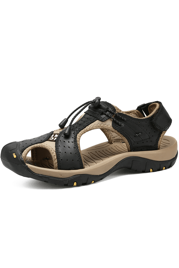 Men's Black & Tan Closed-Toe Outdoor Hiking Sandals