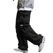 Mens Black Techwear Vintage Cargo Pants Baggy Tactical Loose Sweatpants Multi Pocket Streetwear Trousers for Men Black M