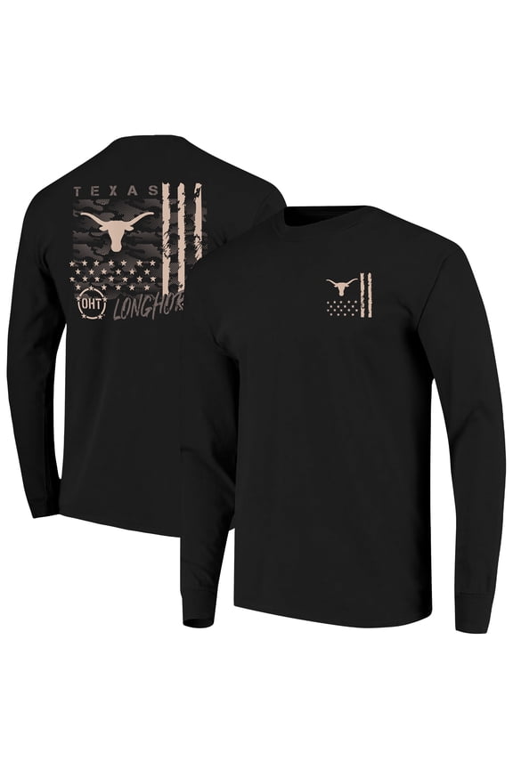 Men's Black Texas Longhorns OHT Camo Overlay Comfort Colors Long Sleeve T-Shirt