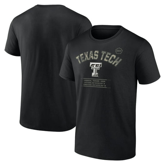Men's Black Texas Tech Red Raiders OHT Military Appreciation Stencil Stacked T-Shirt