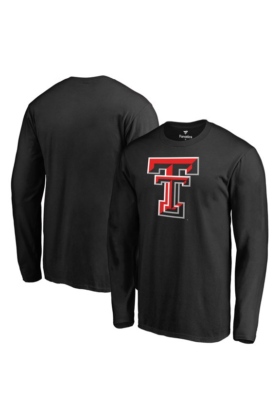 Men's Black Texas Tech Red Raiders Primary Team Logo Long Sleeve T-Shirt
