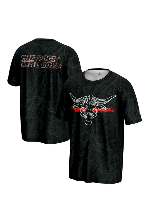 Men's Black The Rock The Final Boss Logo T-Shirt
