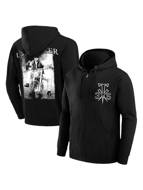Men's Black The Undertaker 35 Years Biker Photo Full-Zip Hoodie