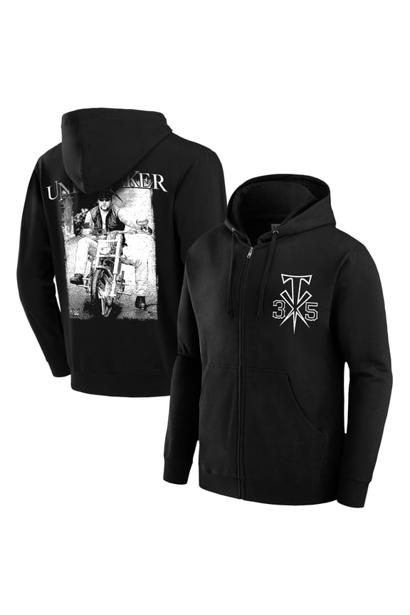 Men's Black The Undertaker 35 Years Biker Photo Full-Zip Hoodie