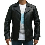 Men's Black Three Button Stylish Leather Jacket Coat Slim Fit/ Men's Leather jacket