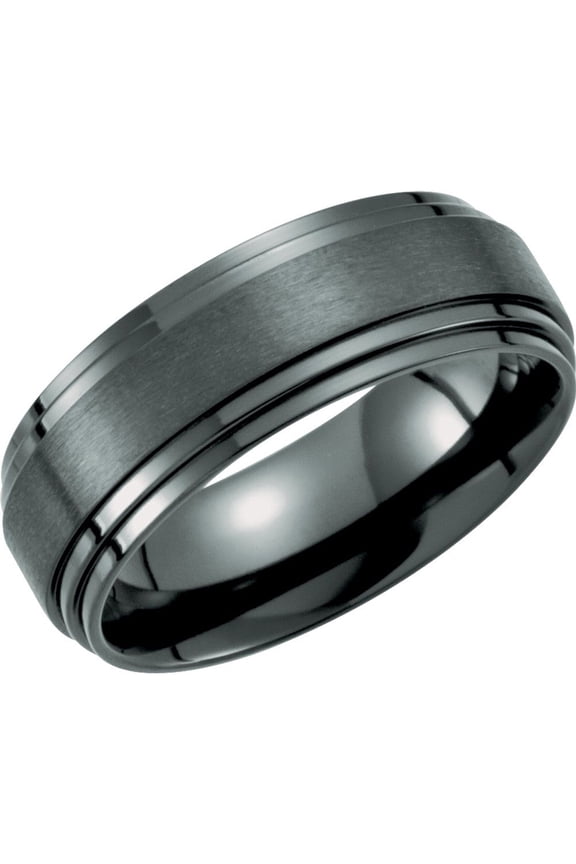 Men's Black Titanium 8mm Double Ridged Bridal Wedding Engagement Anniversary Band Ring Fine Jewelry For Men Gifts For Him, Size 9.5