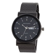 Men s Black-Tone Business Calendar Watch   42mm Case, Black Dial, Mesh Strap