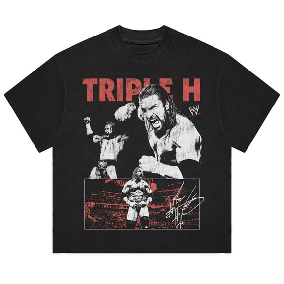 Men's Black Triple H Action Boxy T-Shirt