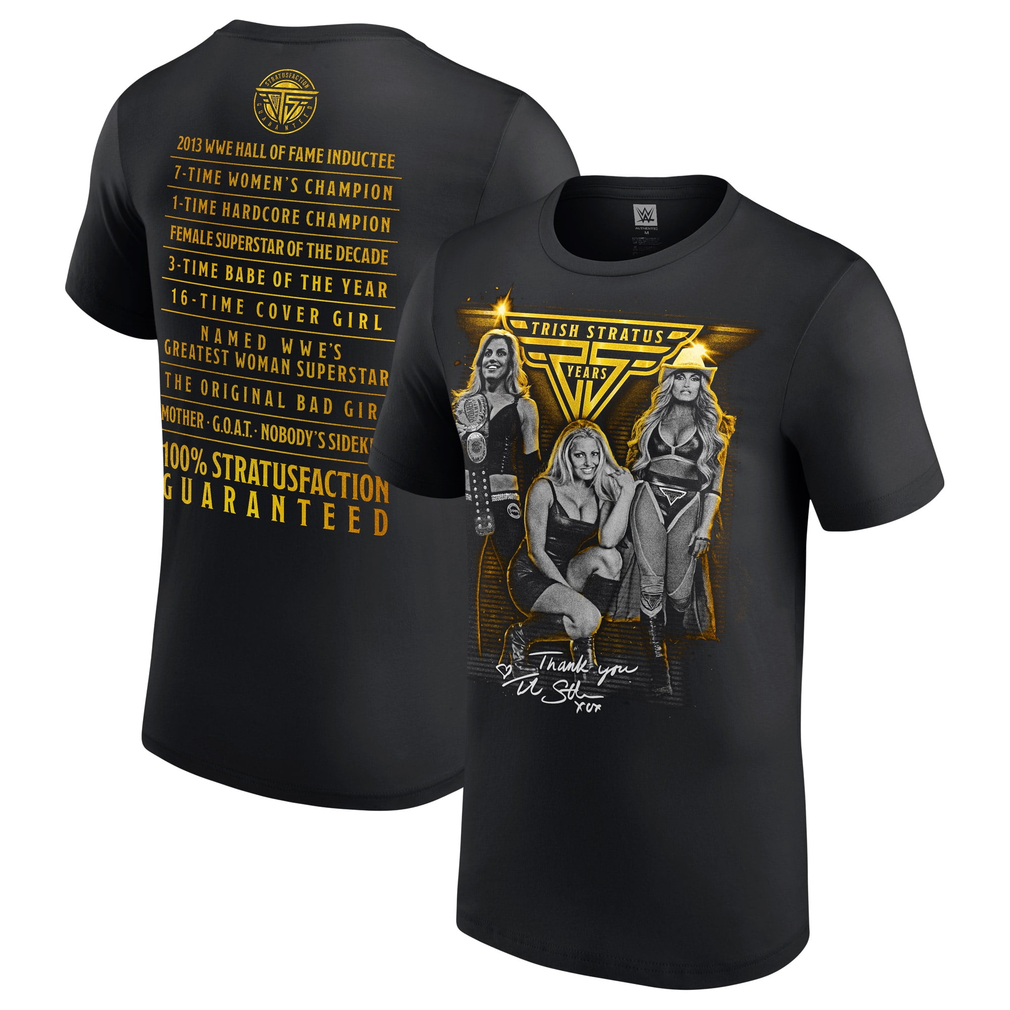 Men's Black Trish Stratus 25 Years Accolades T-Shirt - Walmart.com