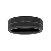 Men's Black Tungsten 8MM Grooved Comfort Fit Wedding Band by Brilliance Fine Jewelry - Mens Ring