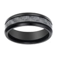 thumbnail image 1 of Men's Black Tungsten Beveled Edge w/ Grey Carbon Fiber Inlay Comfort Fit 8mm Wedding Band | Size 7, 1 of 1
