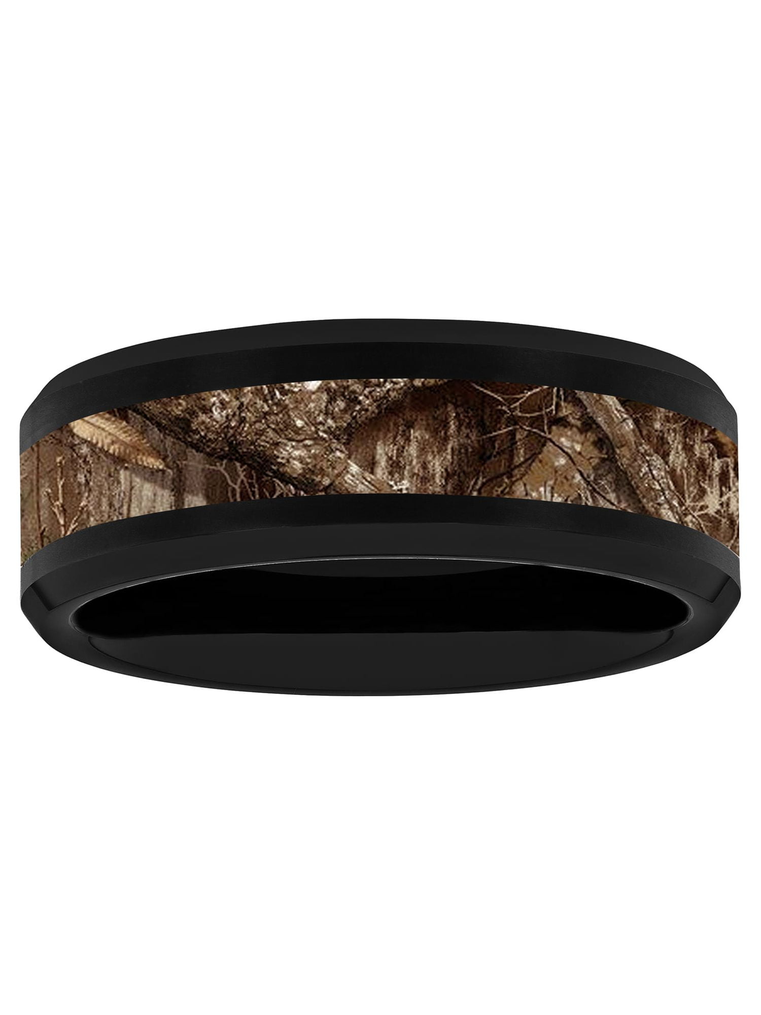 Men's Black Tungsten Brown Camo Center 8MM Wedding Band - Men's Ring