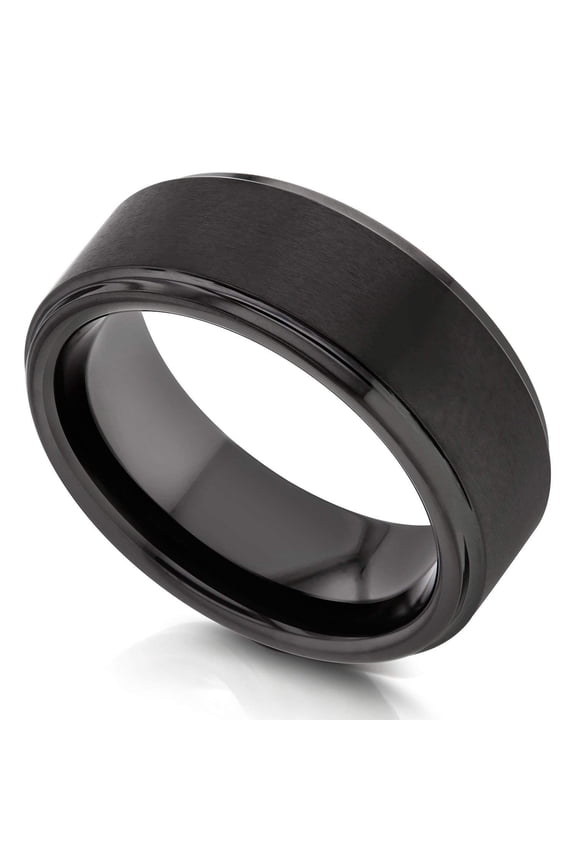 Men's Black Tungsten Carbide Wedding Band 8mm
