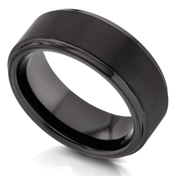 Men's Black Tungsten Carbide Wedding Band 8mm