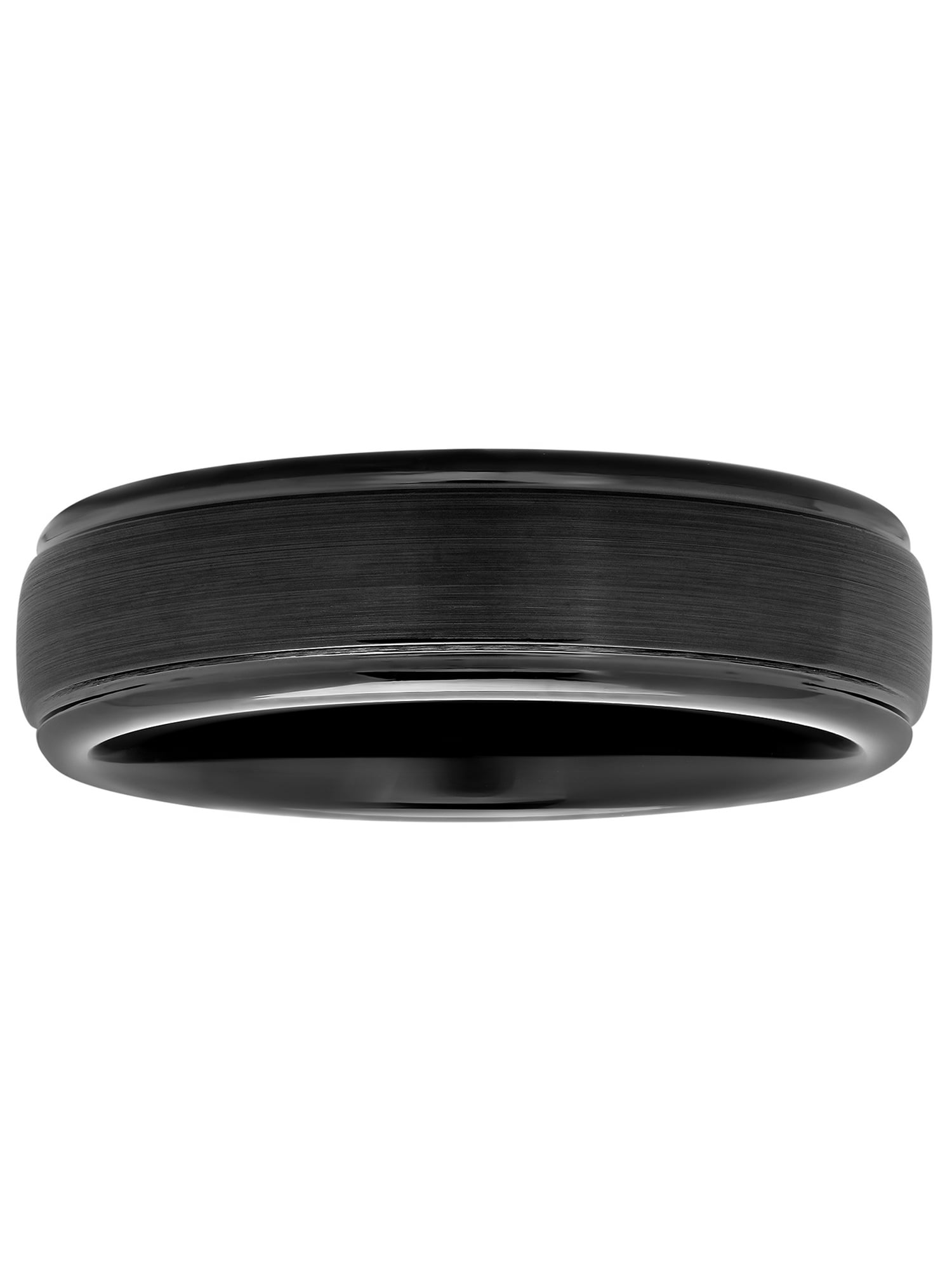 Men's Black Tungsten Grooved Satin Comfort Fit 6MM Wedding Band by Brilliance Fine Jewelry - Mens Ring