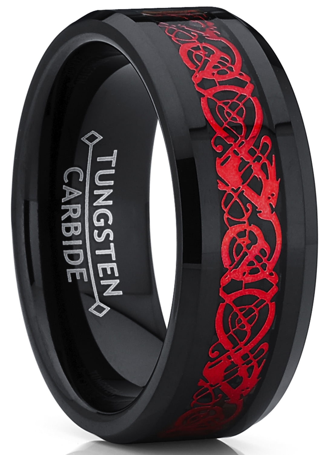 Mens Black Tungsten Red Dragon Ring Wedding Band Liberia Ubuy