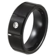 thumbnail image 1 of Men's Black Tungsten Wedding Band 8MM Diamond Accent Wedding Ring, 1 of 4