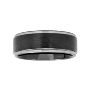 Brilliance Fine Jewelry Mens Black Two-Tone Tungsten Frozen Finish Step Edge 8MM Wedding Band - Mens Ring