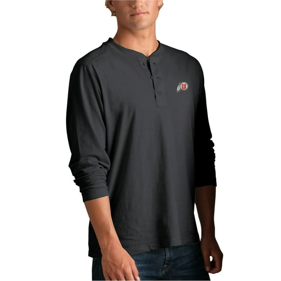 Men's Black Utah Utes Cambridge Henley 3/4-Sleeve T-Shirt