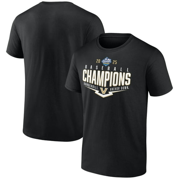 Men's Black Vanderbilt Commodores 2025 SEC Baseball Conference Tournament Champions Playoff Pitch T-Shirt