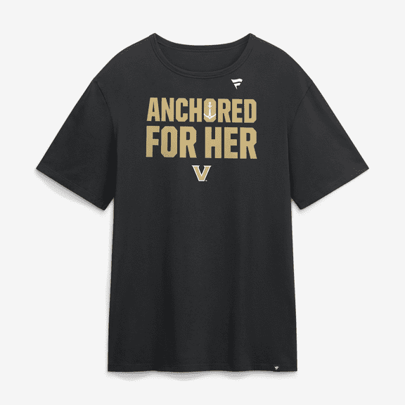 Men's Black Vanderbilt Commodores Anchored For Her T-Shirt