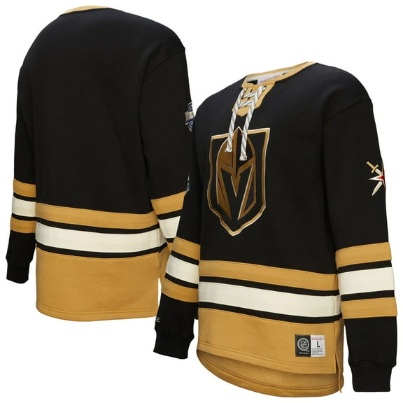 Men's Black Vegas Golden Knights Heritage Lace-Up Pullover Sweatshirt