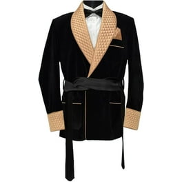 Smoking store Jackets Men Black Velvet Quilted Robe Blazer Party wear Dinner Coat