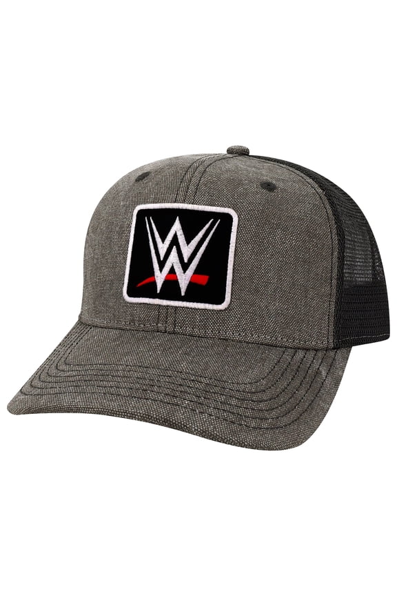 Men's Black WWE Patch Mid-Pro Dashboard Trucker Snapback Hat
