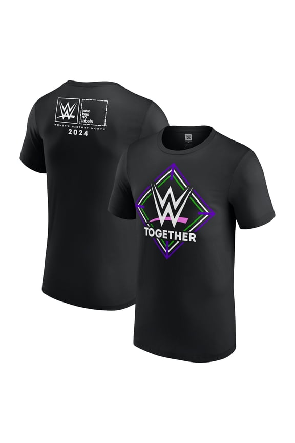 Men's Black WWE Together Women's History Month 2024 T-Shirt