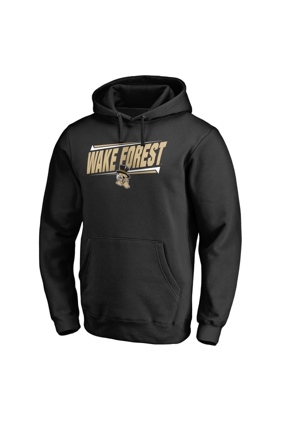 Men's Black Wake Forest Demon Deacons Double Bar Pullover Hoodie