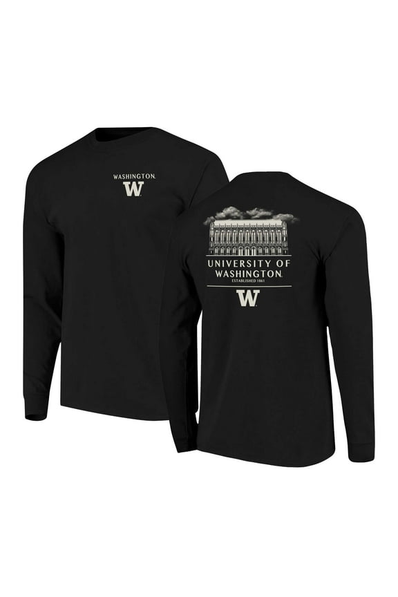 Men's Black Washington Huskies Comfort Colors Campus Nights Long Sleeve T-Shirt