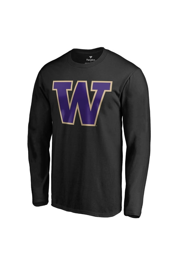Men's Black Washington Huskies Primary Logo Long Sleeve T-Shirt