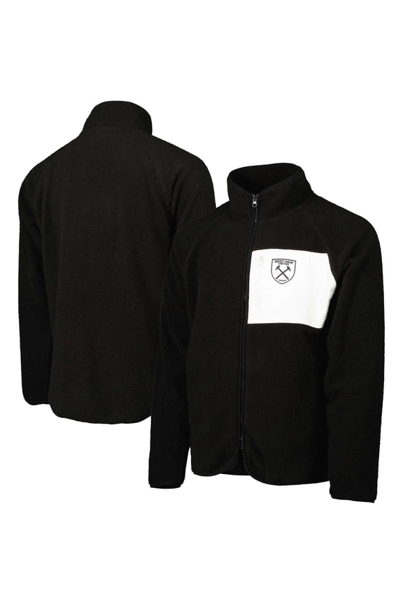 Men's Black West Ham United Pile Raglan Full-Zip Jacket