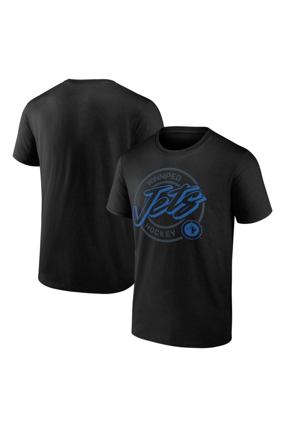 Men's Black Winnipeg Jets Color Block Puck T-Shirt