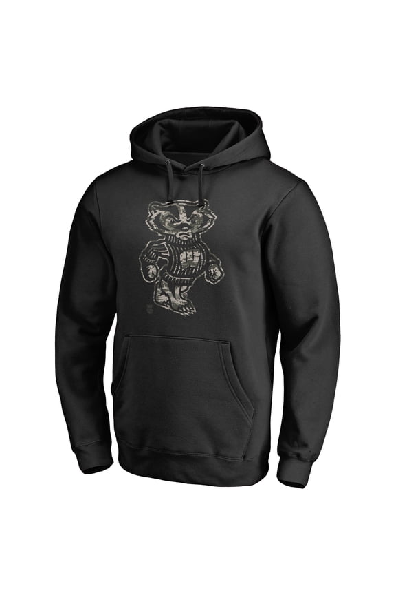 Men's Black Wisconsin Badgers Camo Cloak Pullover Hoodie