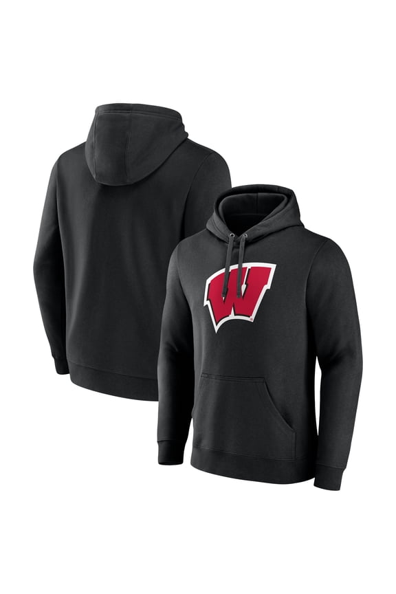 Men's Black Wisconsin Badgers Logo Pullover Hoodie