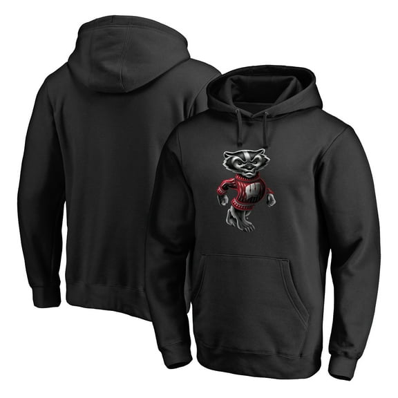 Men's Black Wisconsin Badgers Midnight Mascot Pullover Hoodie